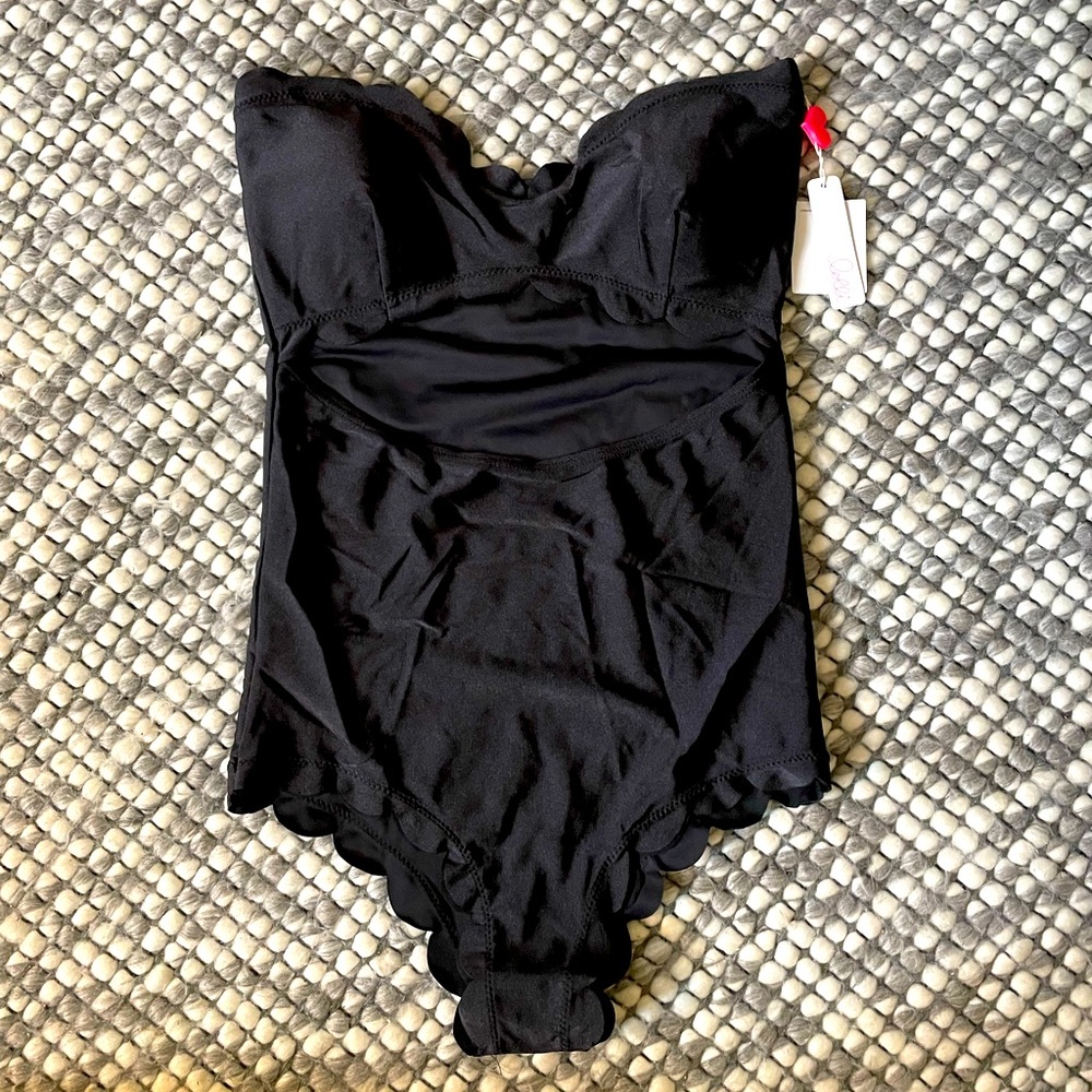 NWT Lolli black bandeau swimsuit with scallop detail